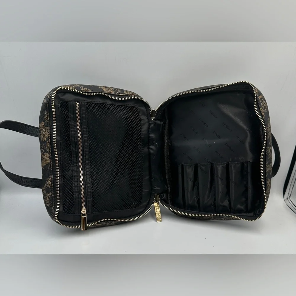 Versace Parfums Black Gold Baroque Cosmetic Case Toiletry Bag Travel Bag